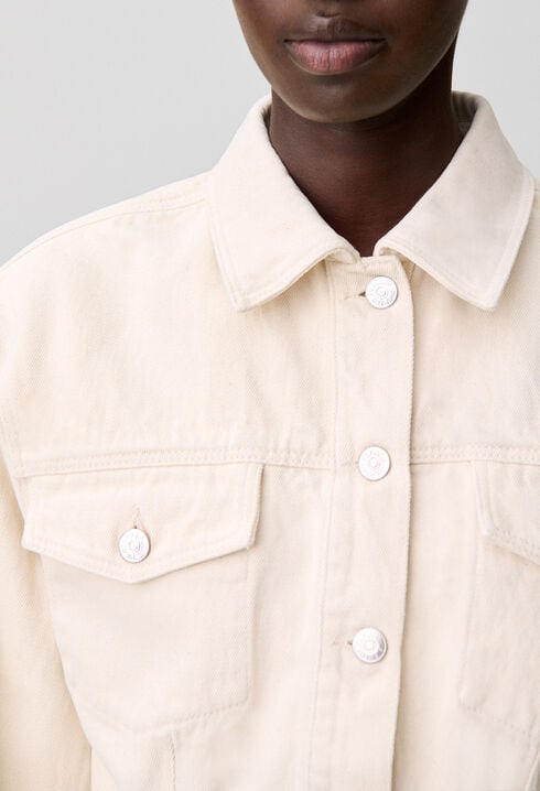 Blouson denim écru manches longues
