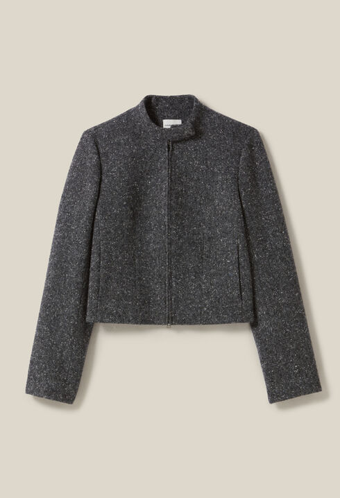Veste courte laine mélangée grise