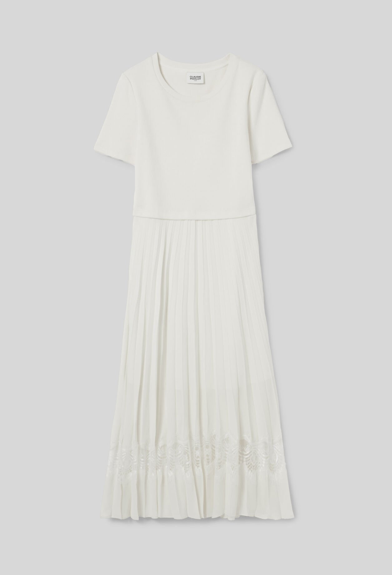 Robe midi Twist bi-matière ivoire