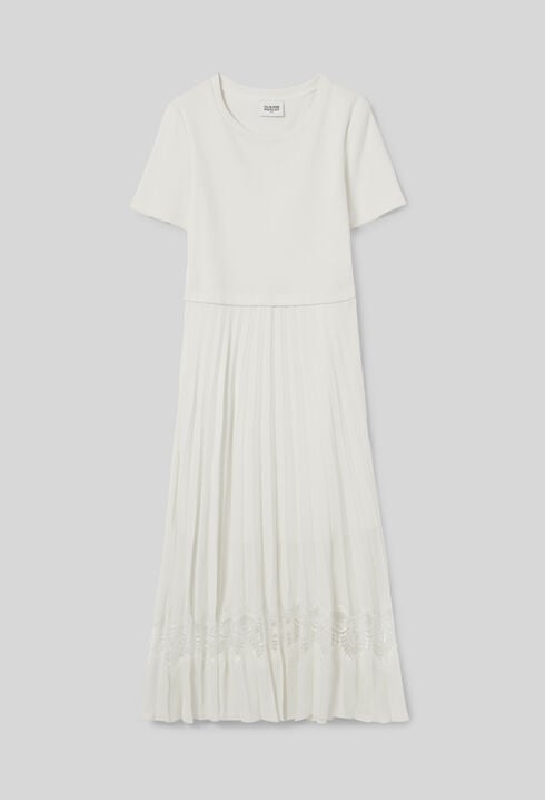 Robe midi Twist bi-matière ivoire