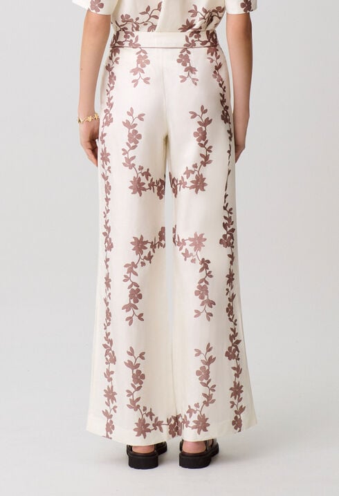 Floral wide-leg trousers