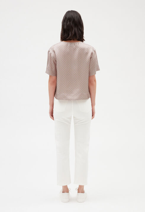 Blouse soie imprimé rose