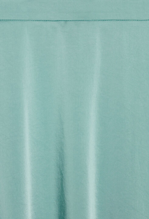Flowing aqua satin midi skirt