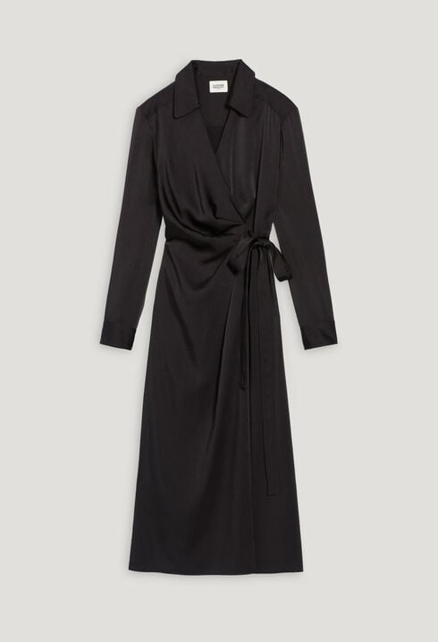 Black midi wrap dress 