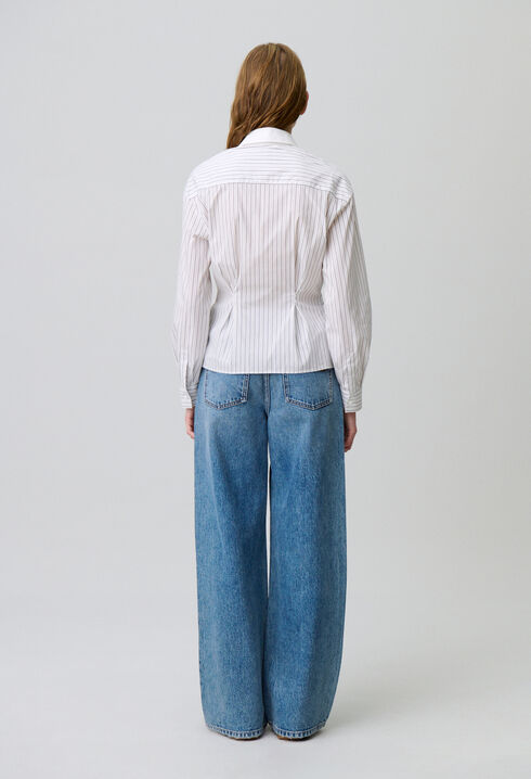 Striped poplin shirt