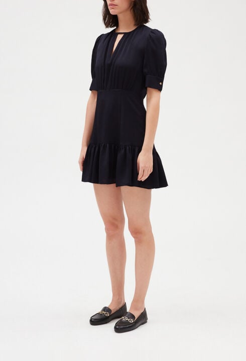 Robe courte volantée marine