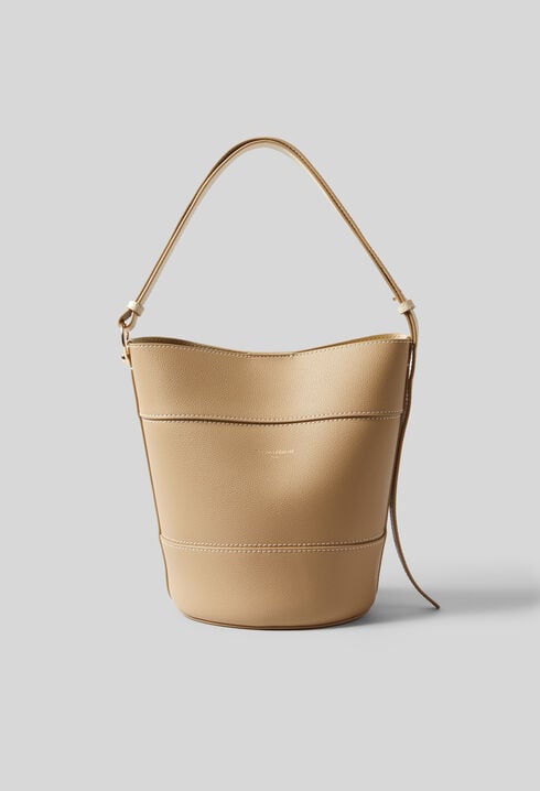 Grained leather bucket bag