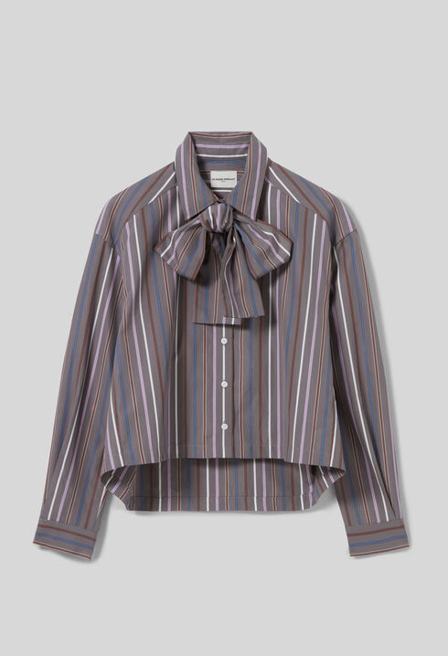 Striped Tie-Neck Blouse