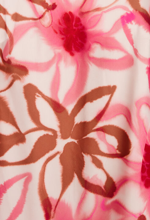 Long printed satin-effect dress