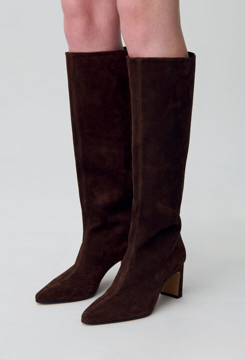 Bottes à talons cuir suède