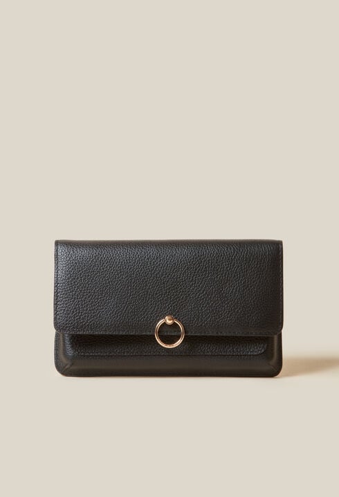 Pochette large cuir grainé
