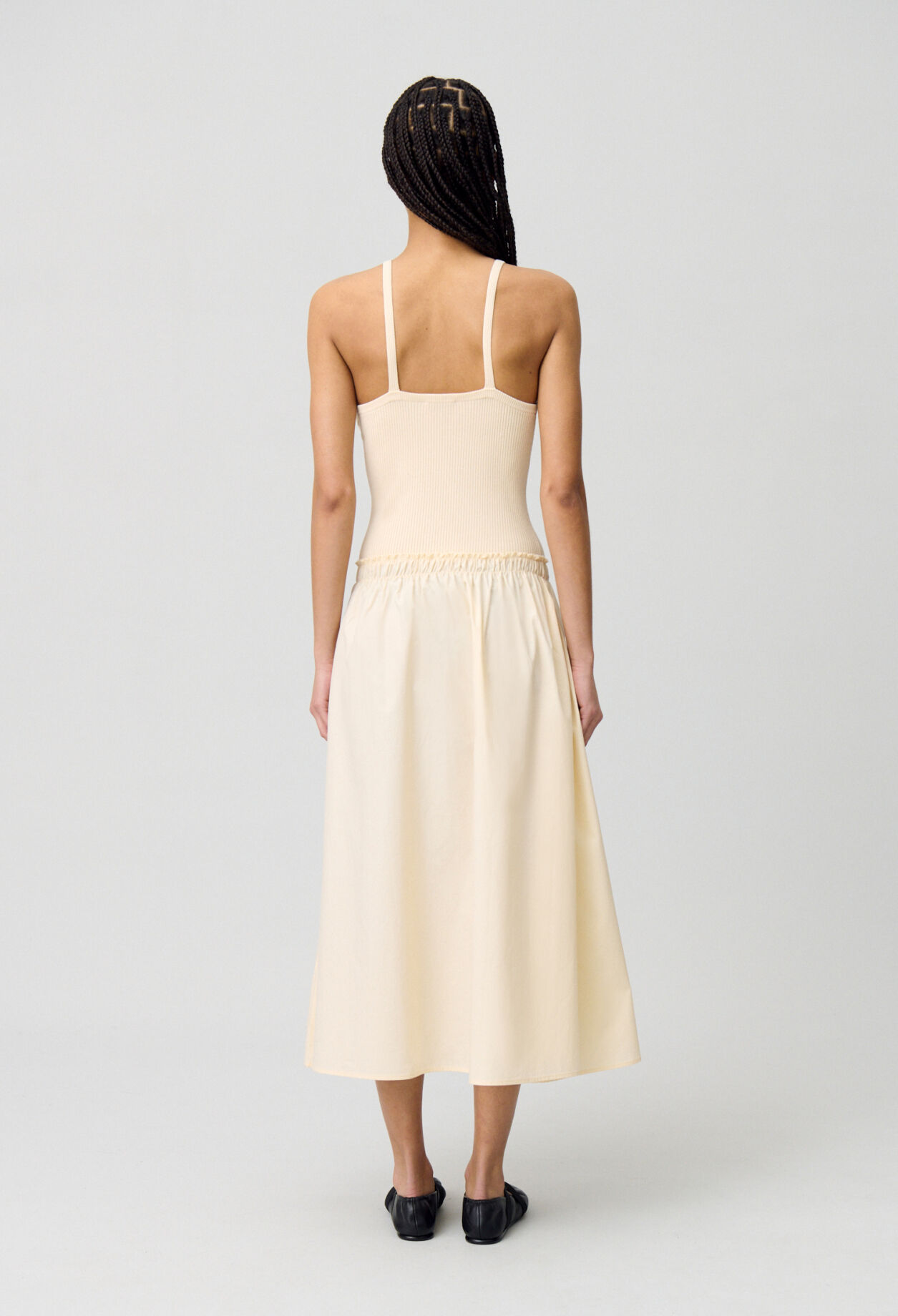 Midi dress with knit bodice