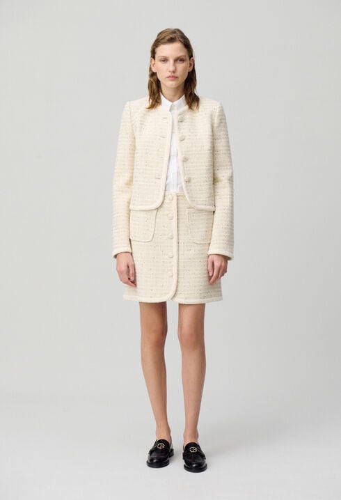 Jupe courte tweed boutonnée