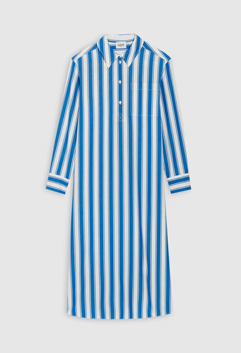 Blue striped shirt dress