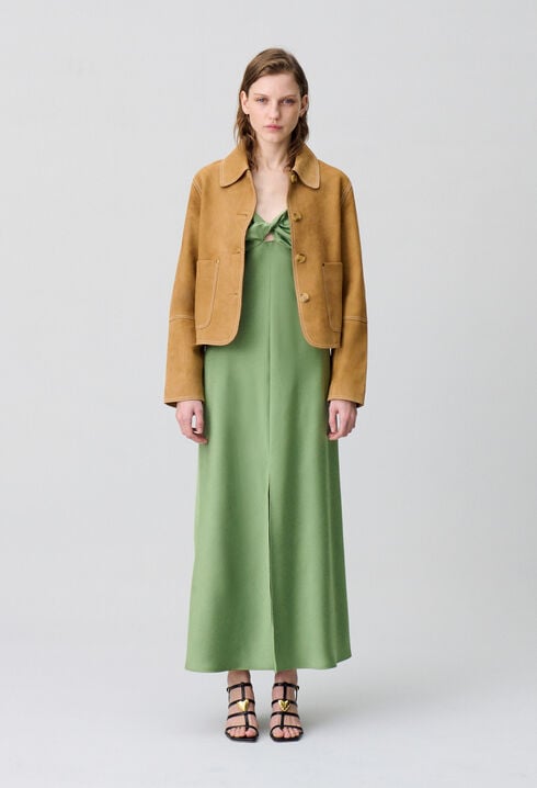 Robe longue satinée