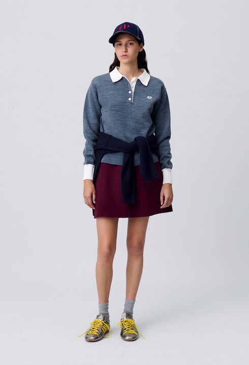 Short Straight Wool Skirt