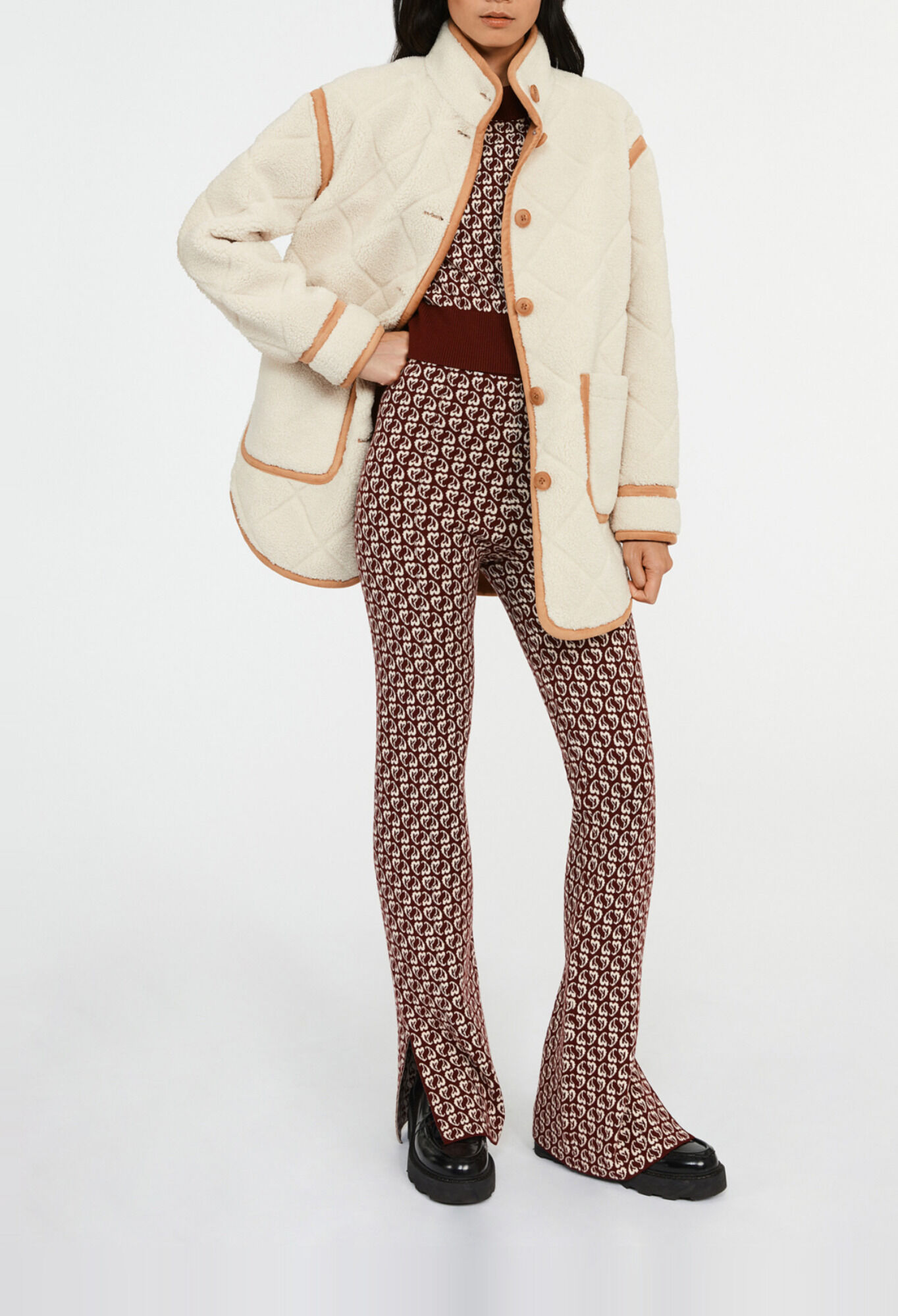 Manteau effet peau lainee