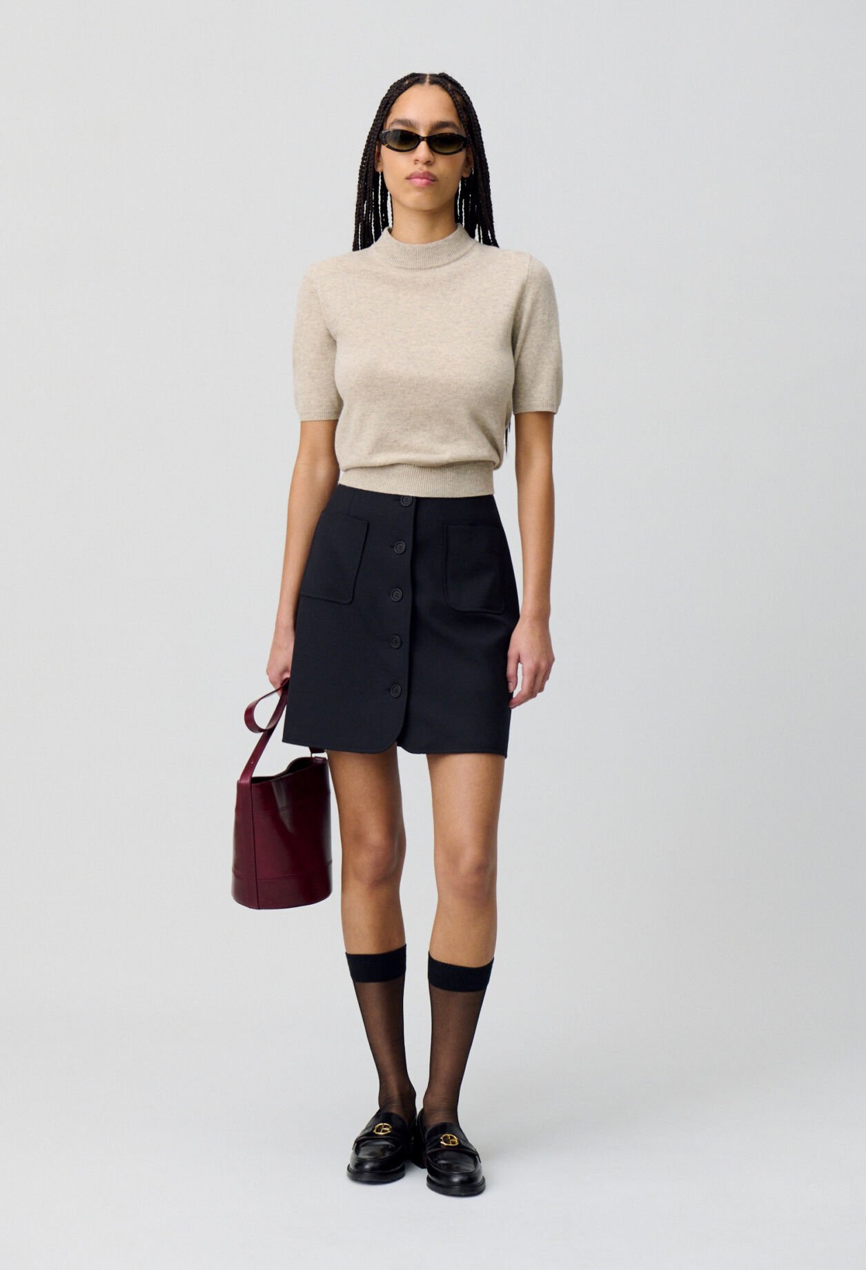 Wool jumper with high neck