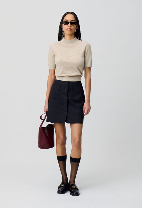 Pull laine col montant