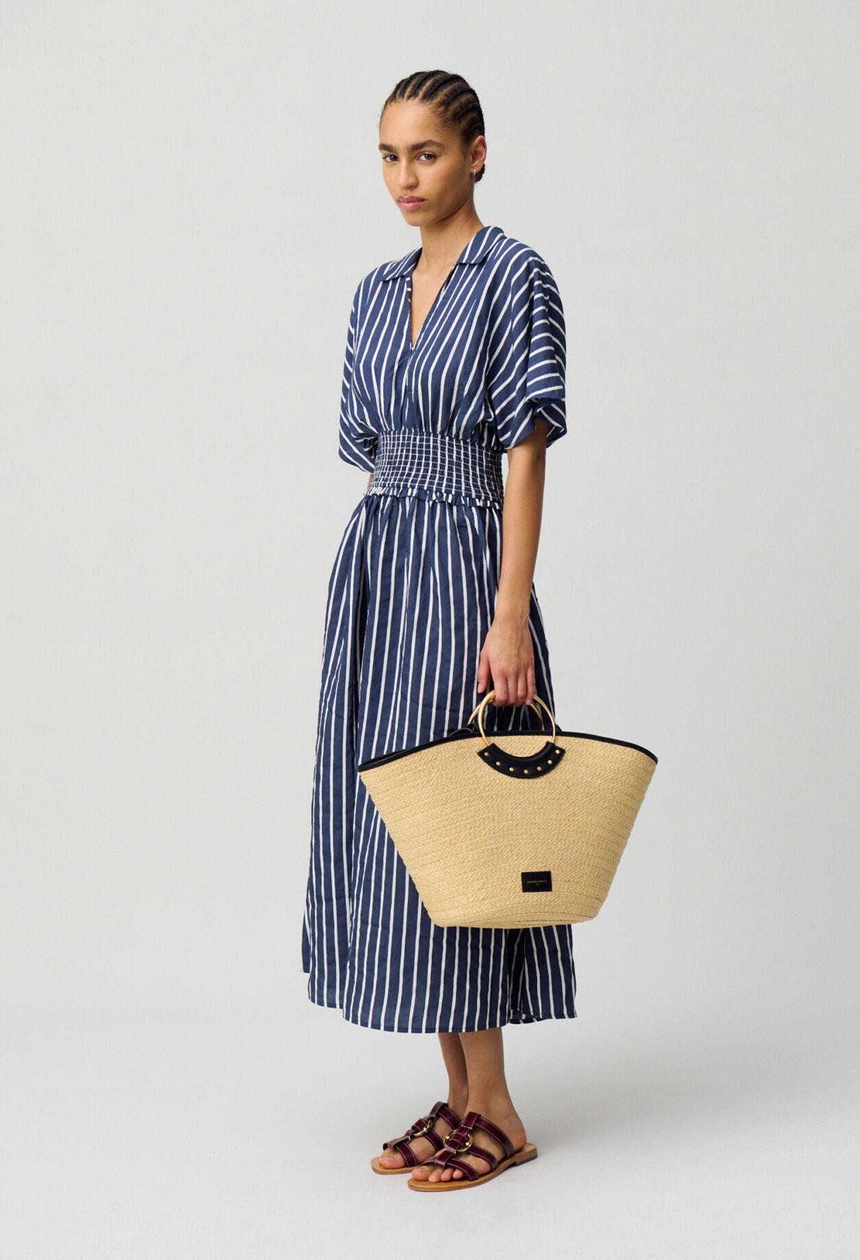 Striped wrap dress