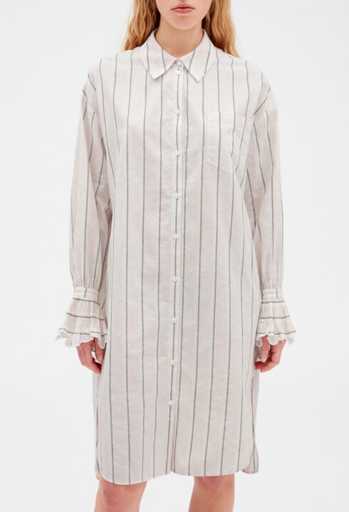 Robe chemise midi coton et lin