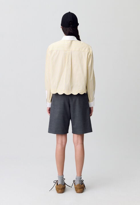Chemise rayée col claudine