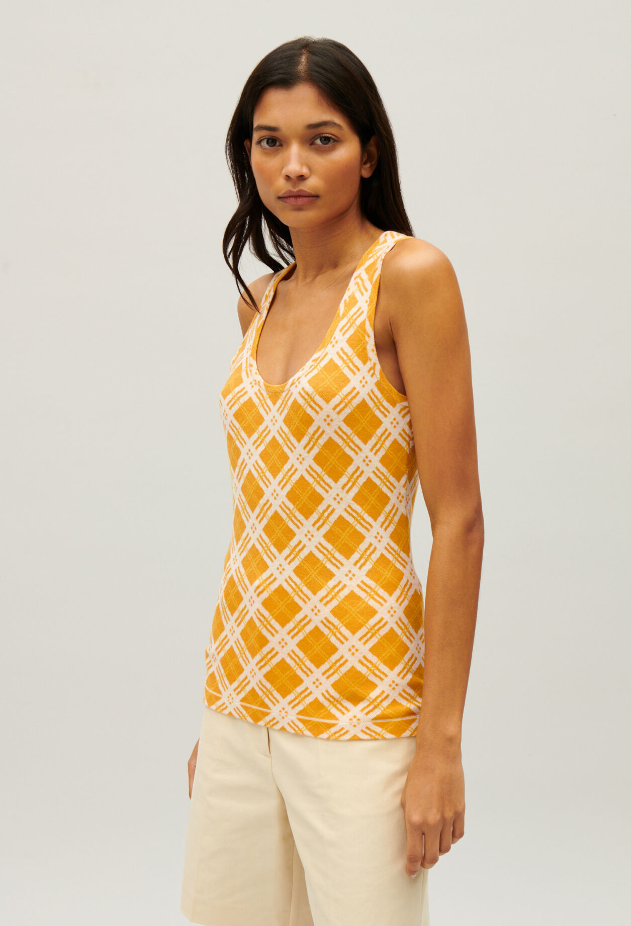 Débardeur carreaux jaune