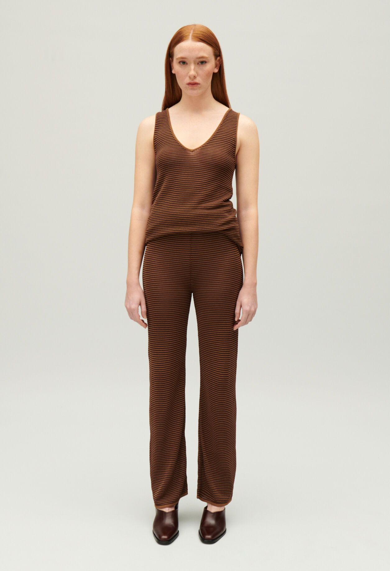 Débardeur rayures marron