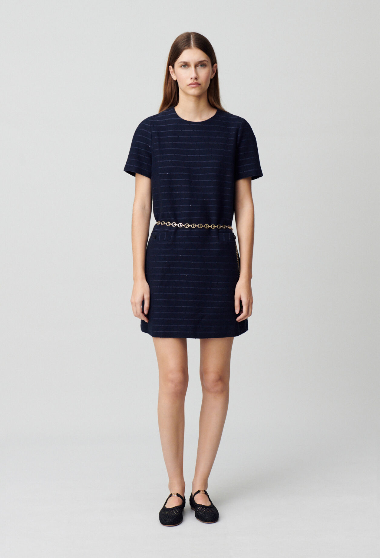 Robe courte droite rayures