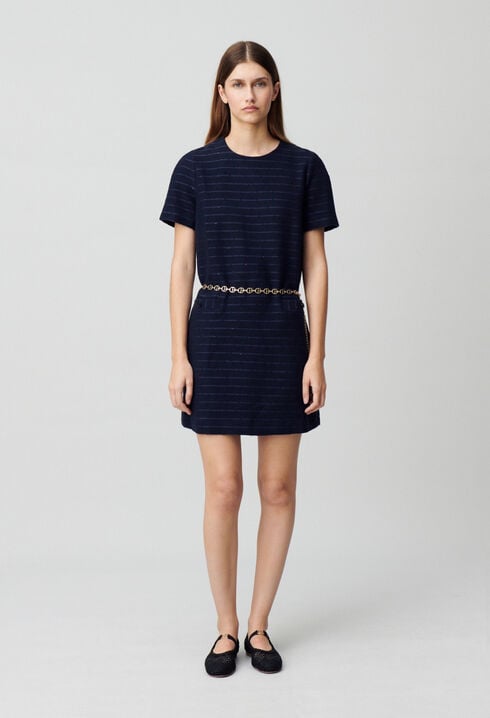 Robe courte droite rayures