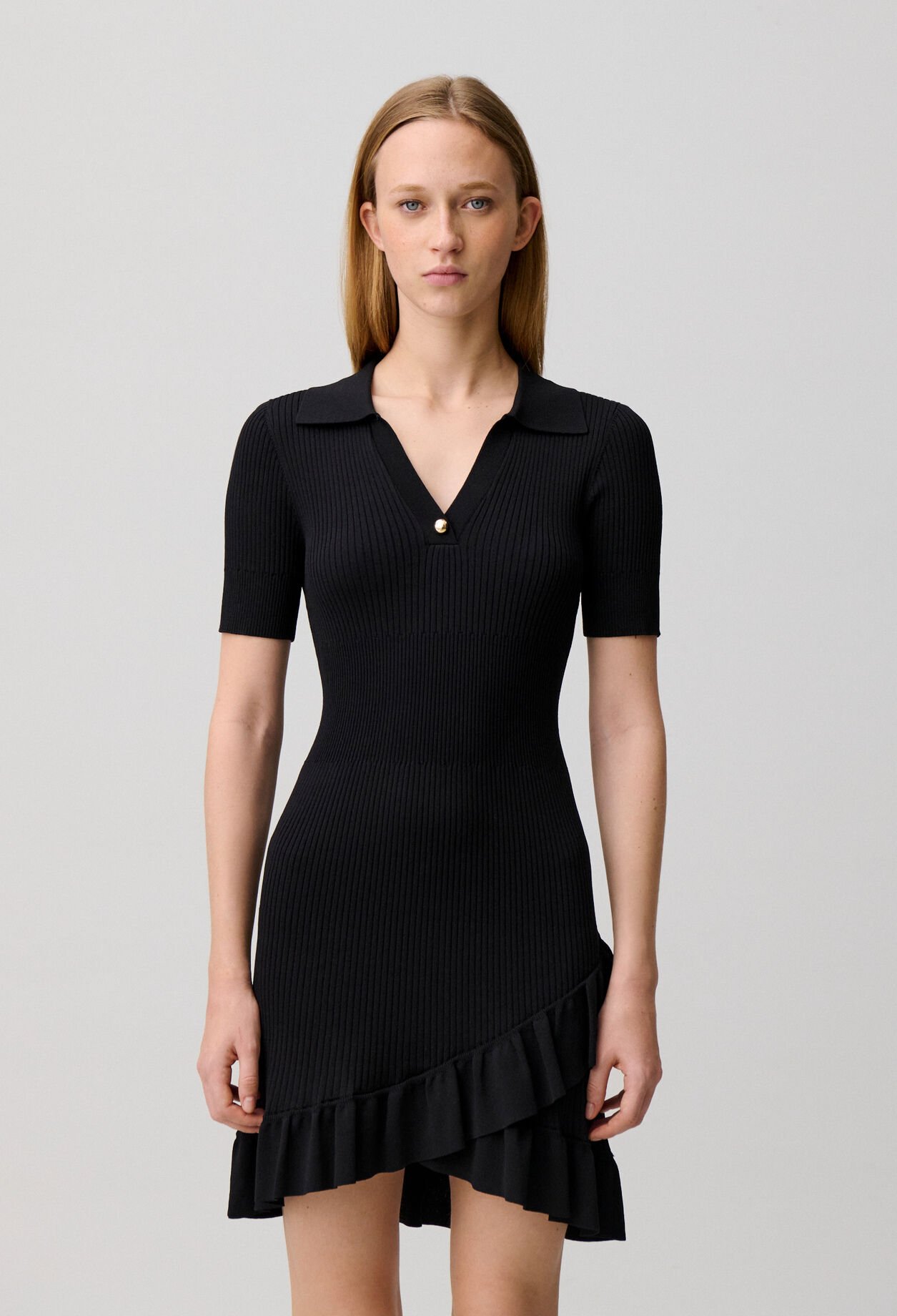 Shirt collar knit dress