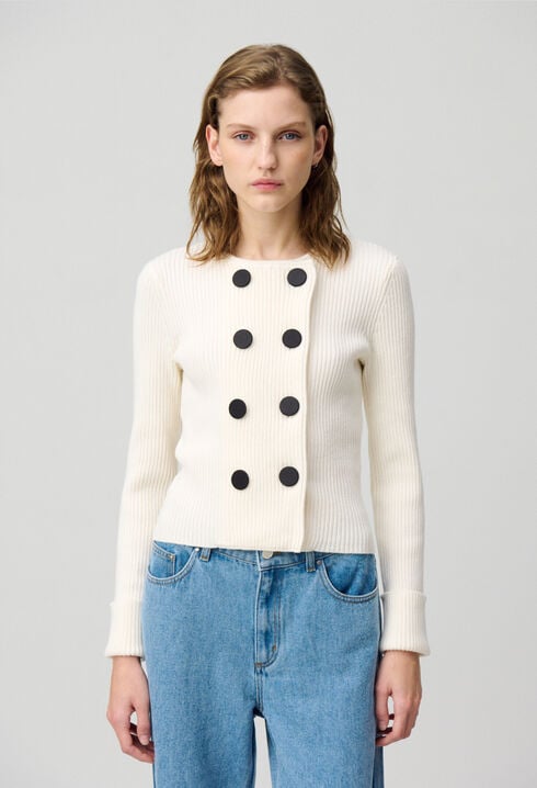 Buttoned wool-blend cardigan