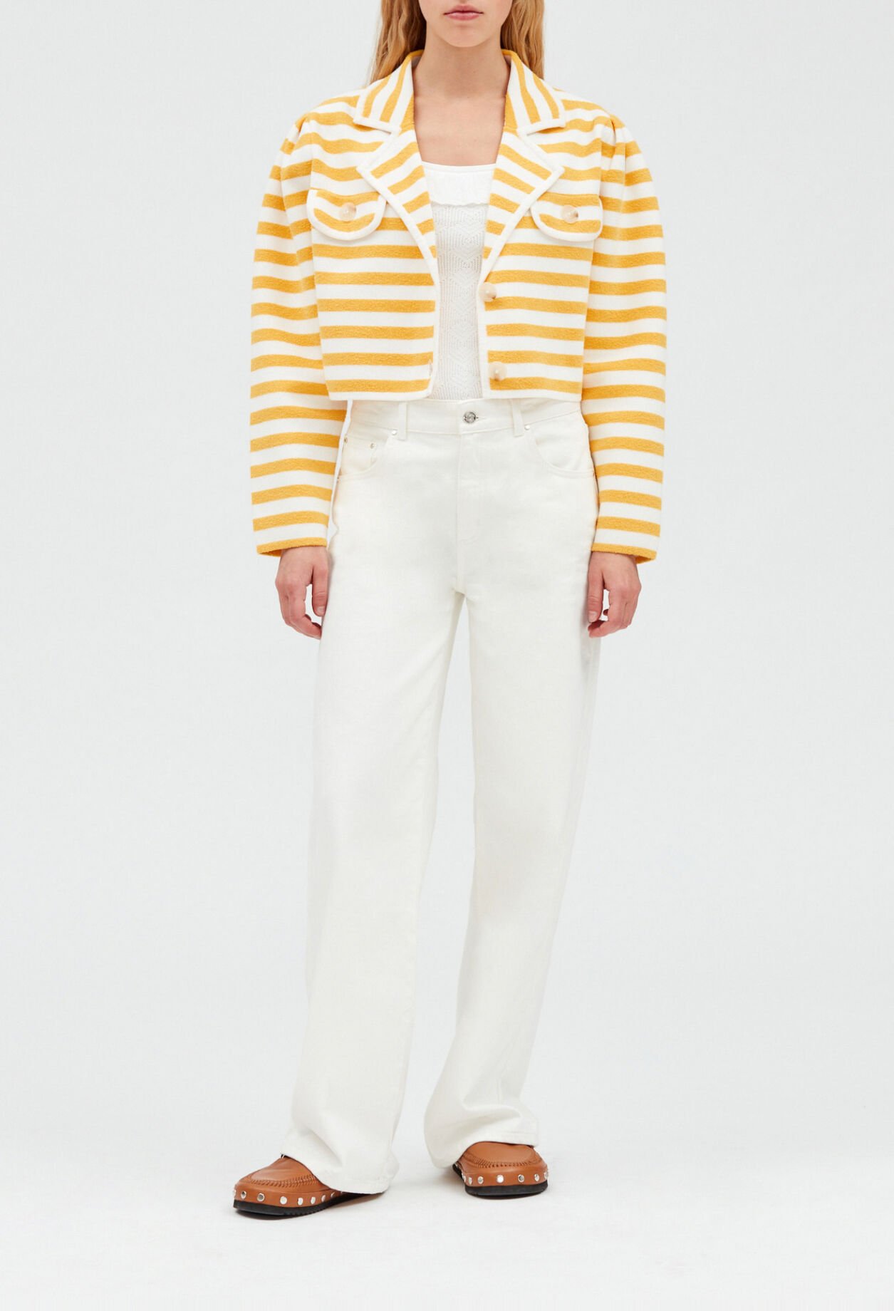 Cardigan court éponge rayé