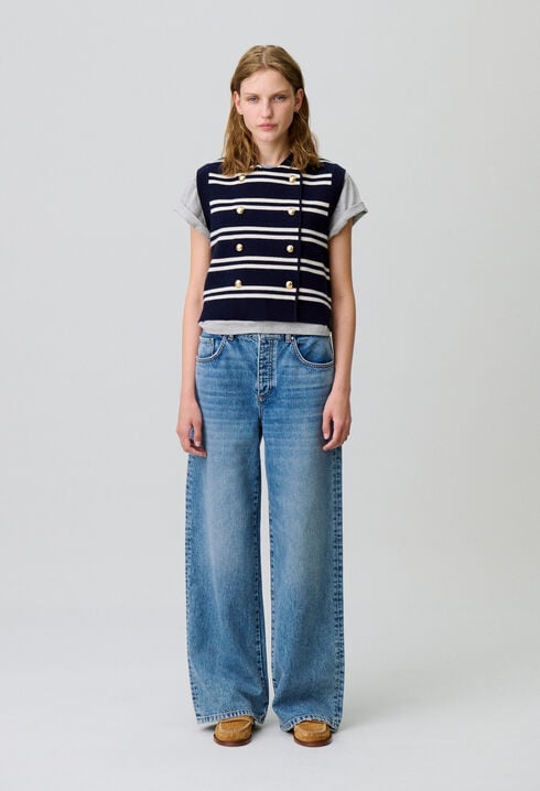 Cardigan rayé sans manches