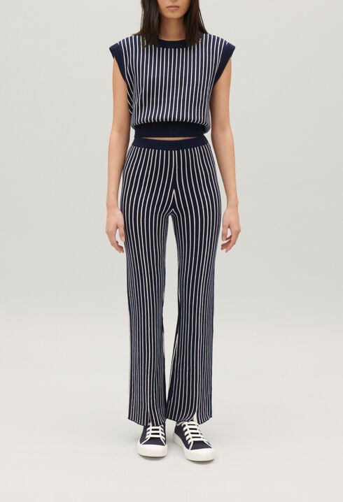Pantalon maille rayures