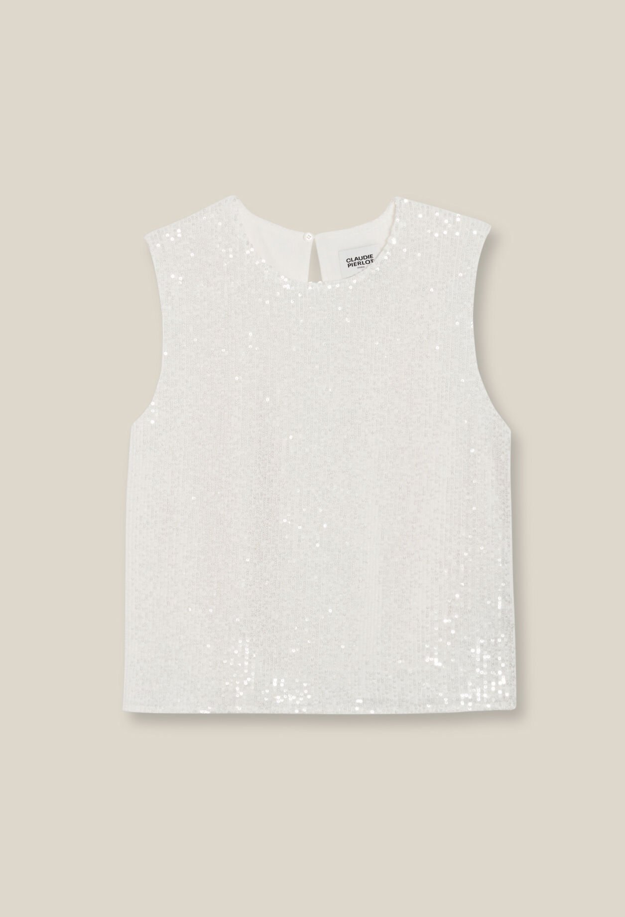 Off-white sequinned sleeveless top