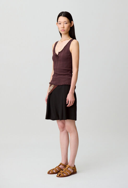 Ruffle pointelle knit tank