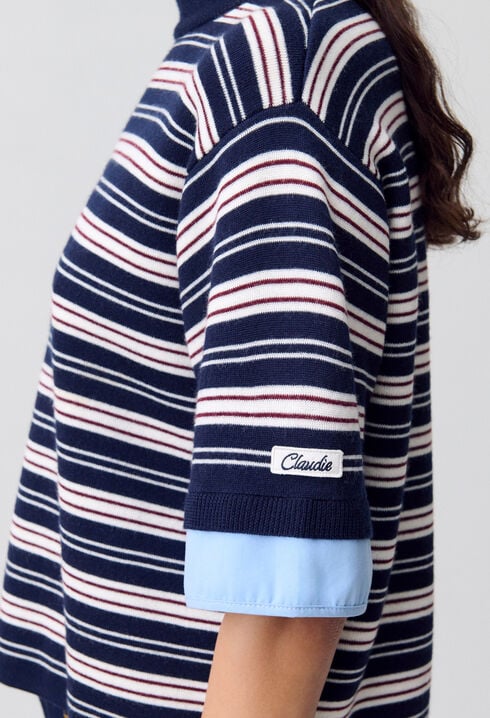 Top maille fine rayures