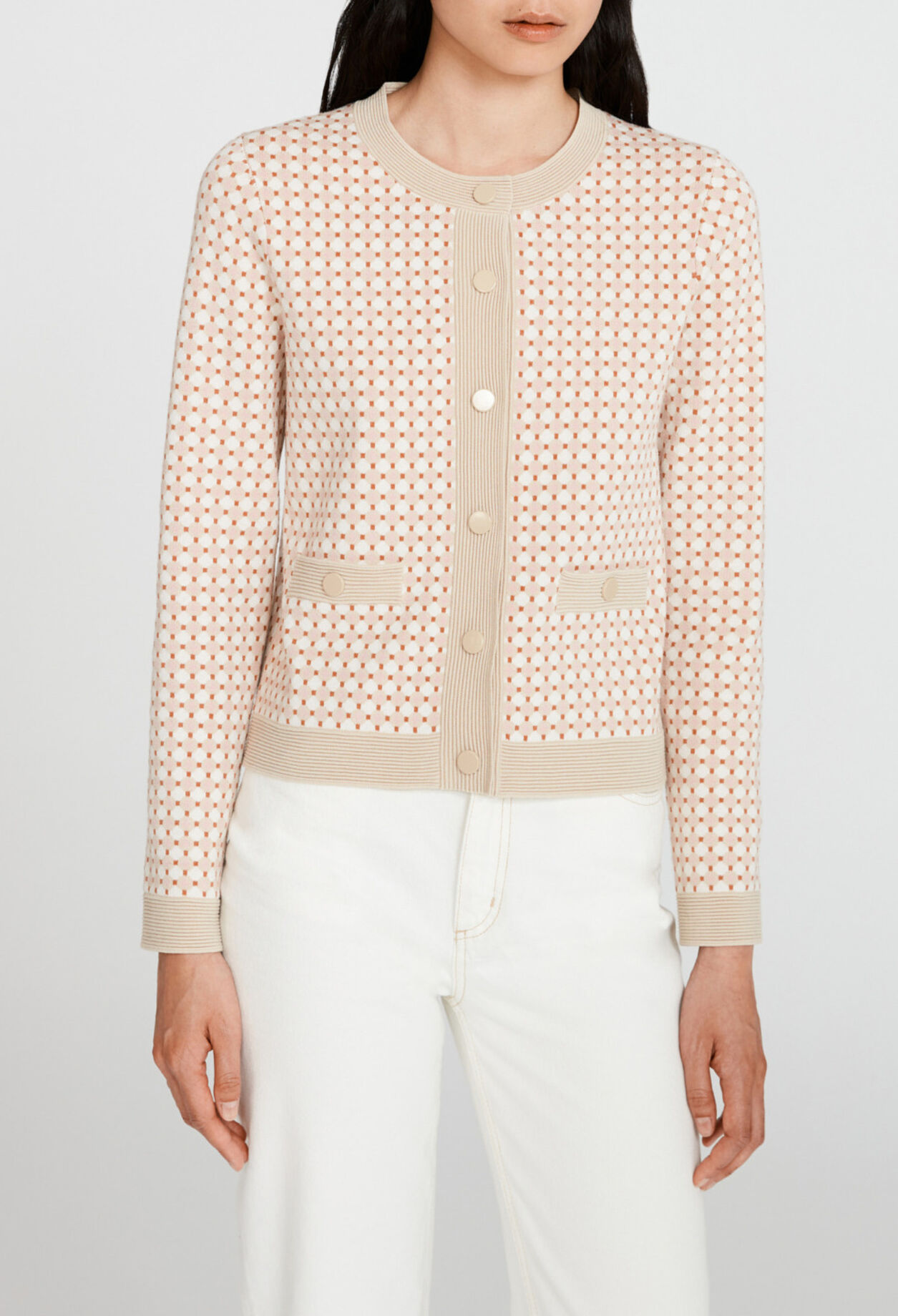 Cardigan maille à motifs