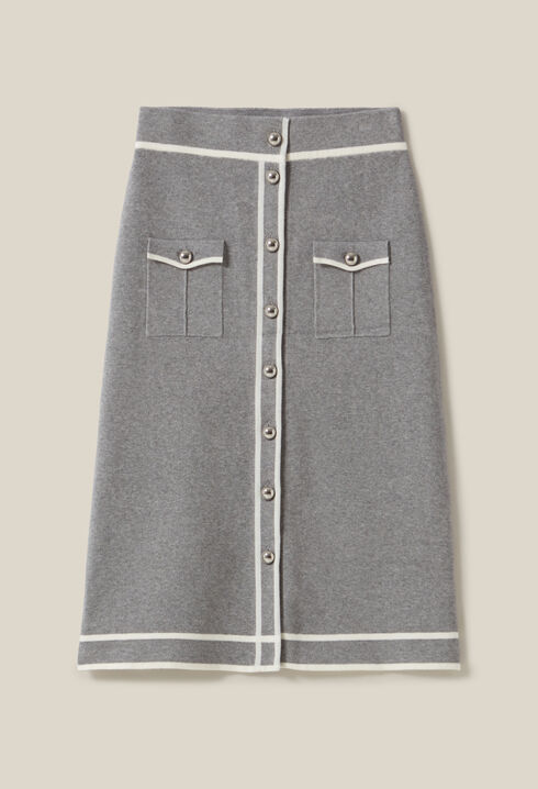 Mid-length grey knit skirt