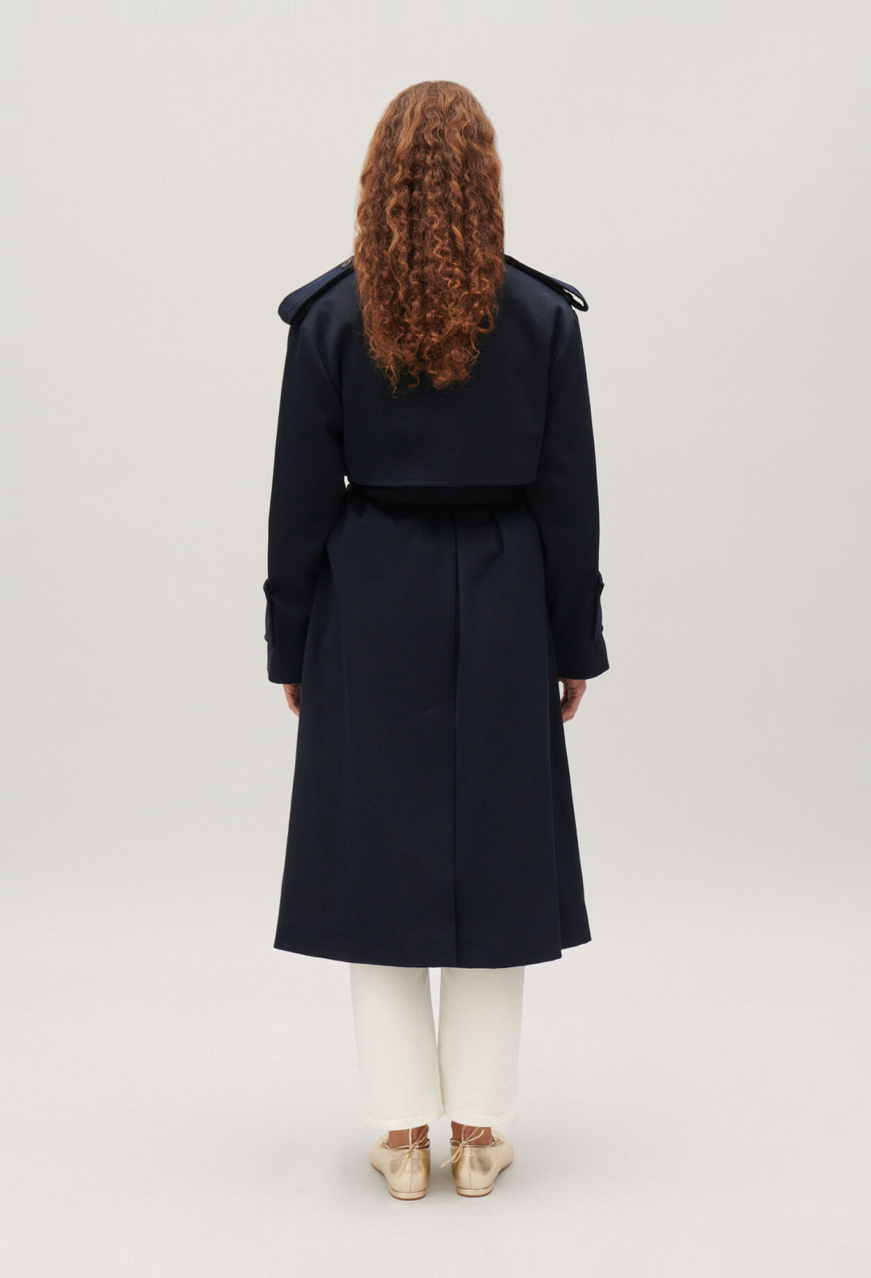 Long navy trench coat