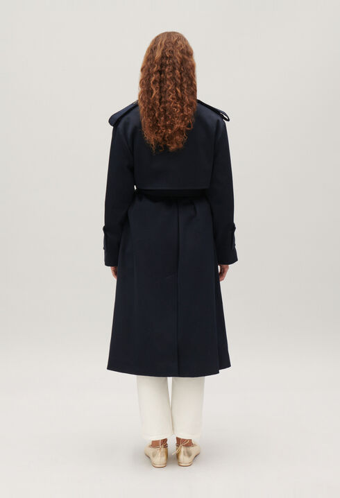 Long navy trench coat