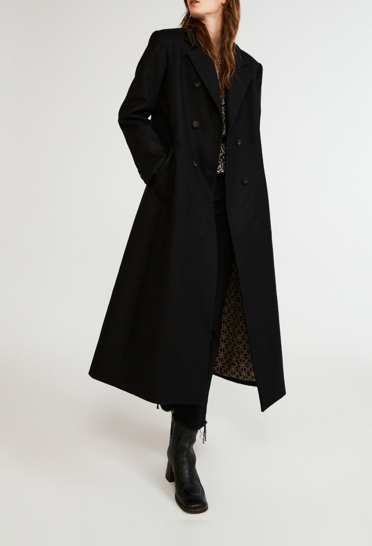 Long double-breasted coat