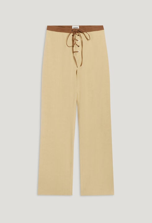 Two-tone lace-up trousers