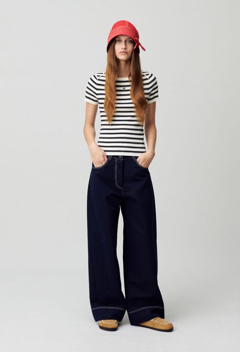 Fine-Knit Breton Stripe Top