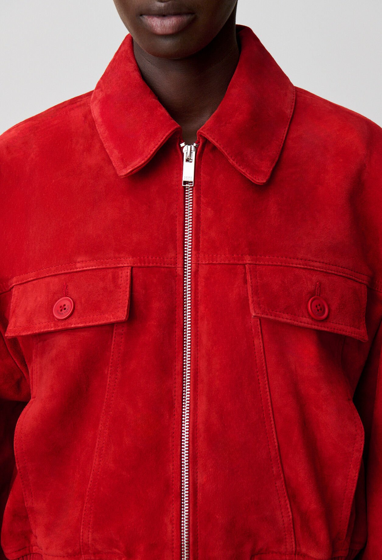 Blouson croute rouge
