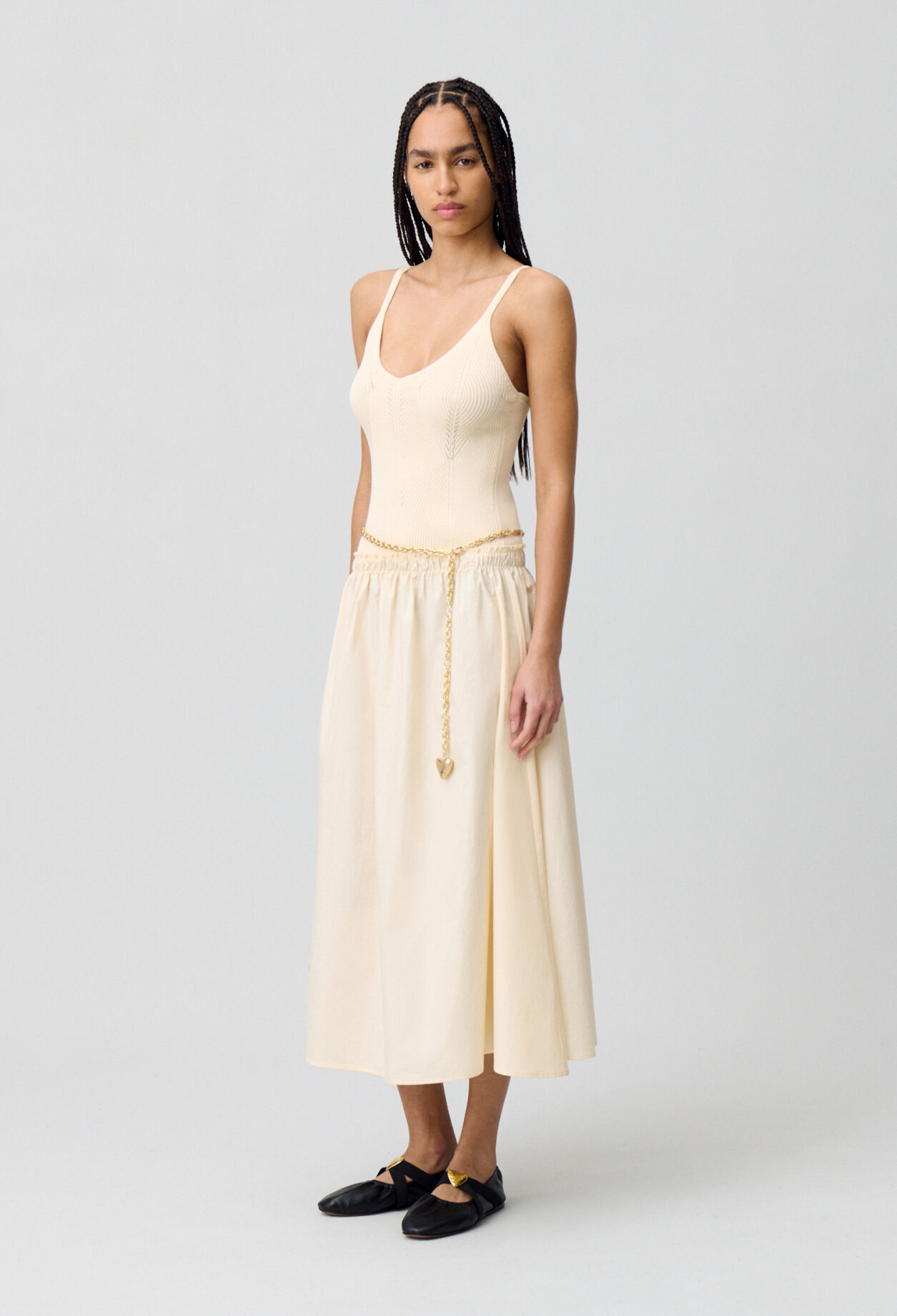Midi dress with knit bodice