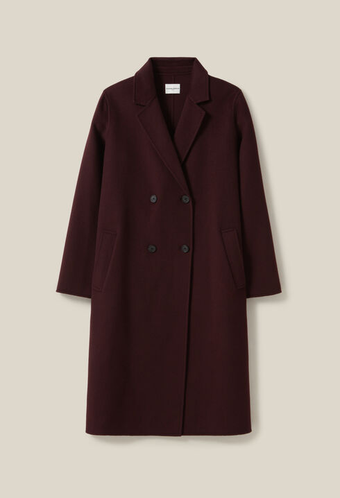 Manteau long droit bordeaux