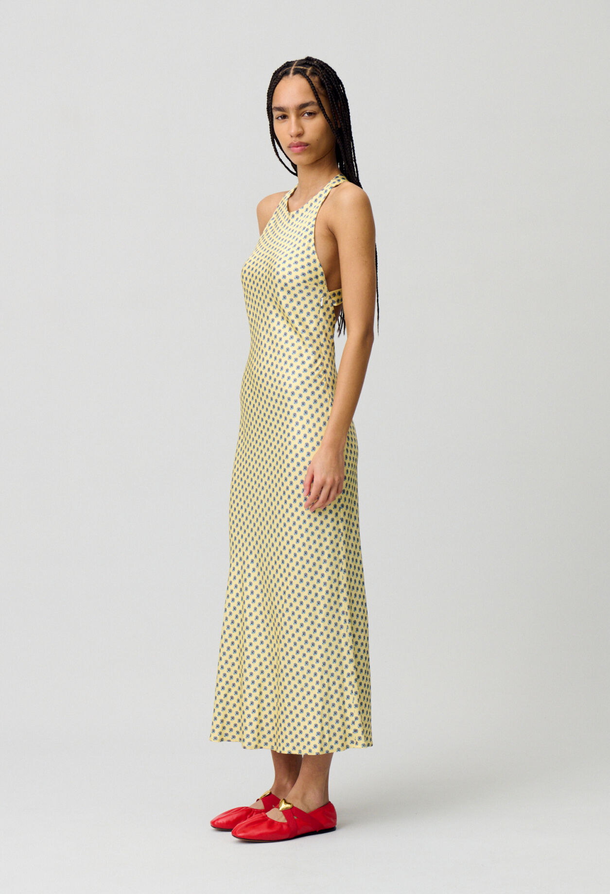 Robe longue satinée