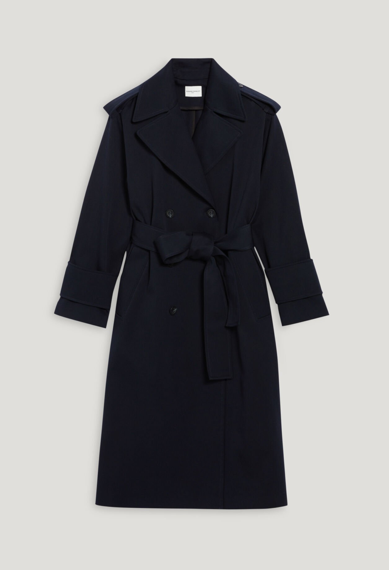 Long navy trench coat